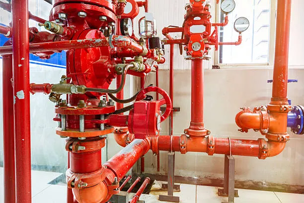 Industrial firefighting pump and pipework system